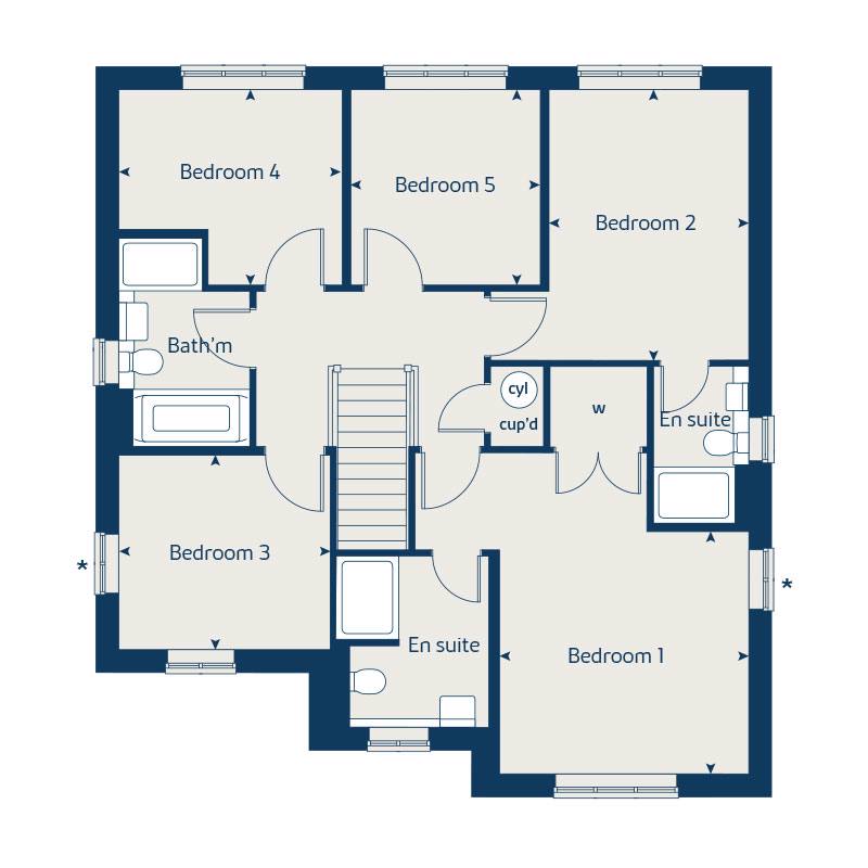 First floor floorplan of The Birch at Dovecote Park